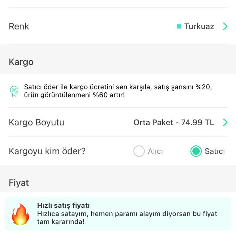 Dolap Uygulaması Kargo Seçimi