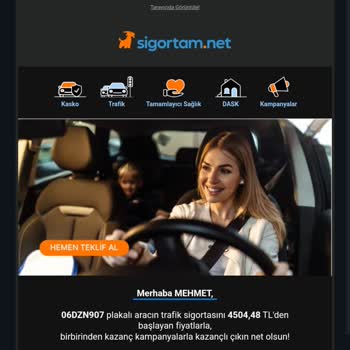 Sigortam.net Yalan Söylüyor Mailde Vaat Ettiği Fiyatı Vermiyor.