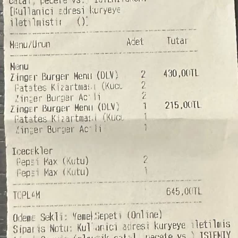 Yemek Sepeti Ve KFC Den Gelmeyen Fiş