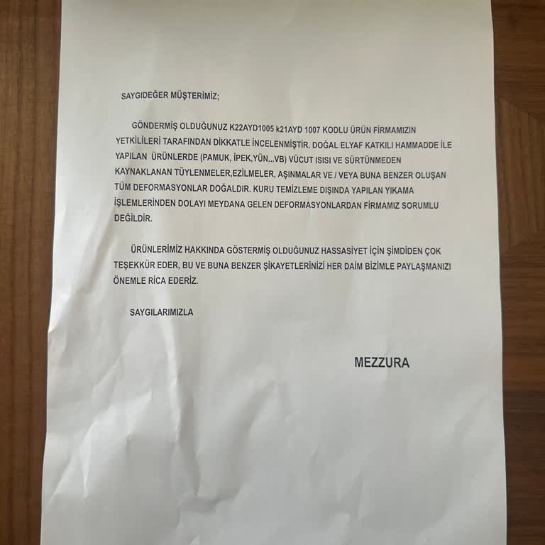 Mezzura Giyim Mezzura Şikayet, Sattığı Ürünün Arkasında Değil.