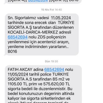 Türkiye Sigorta Sattığım Eve Benden İzinsiz DASK Yapmış.