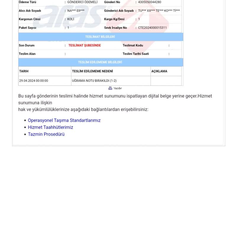 Aras Kargo Çalışanının Tutumu