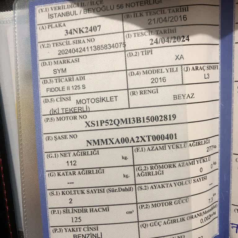 Sym Motor Renk Karmaşası Ve Ruhsat Sorunu