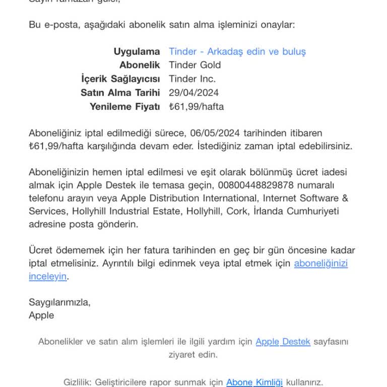 Tinder Para Mı Geri İade Edin