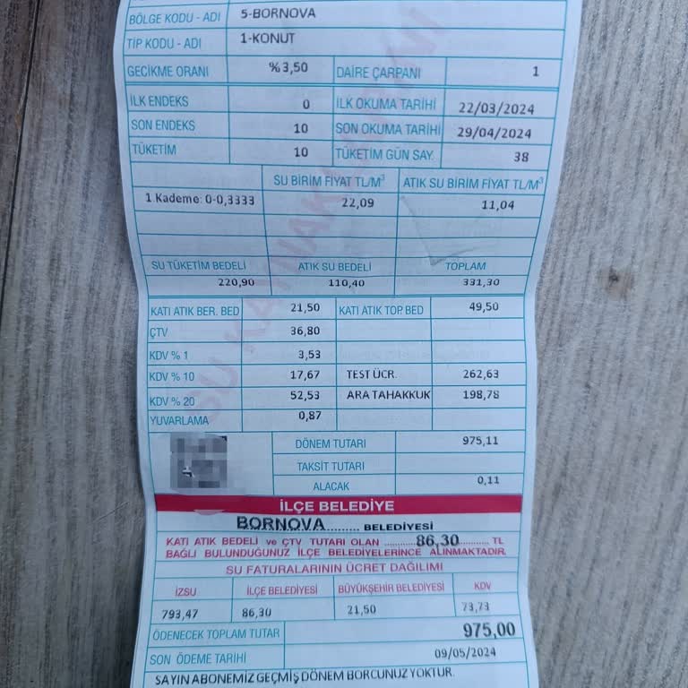 İzsu Test Ücreti Ve Ara Tahakkuk