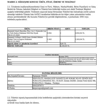 Homend Arızalı Ürün/çaycı Sorunu