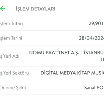 NomuPay/TTNET A. Ş 2.90 Ücret Bilgim Dışındadır.