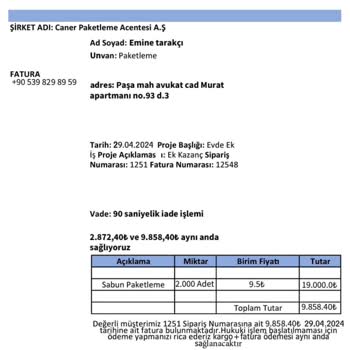 Caner Paketleme Acentesi Haksız Taleplerle Mağduriyet Yaşadım