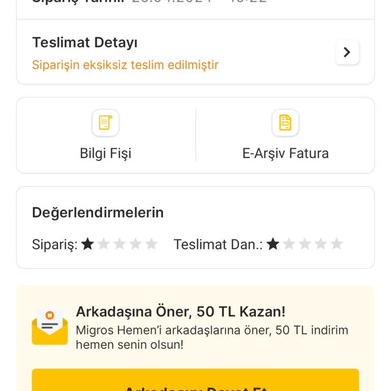 Migros Eksik Sipariş Teslimi