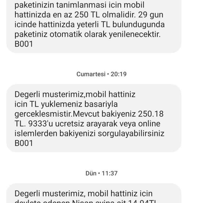 Bimcell Mağduriyeti (paket Yenileme Otomatik Deyip De Yapmamasından)