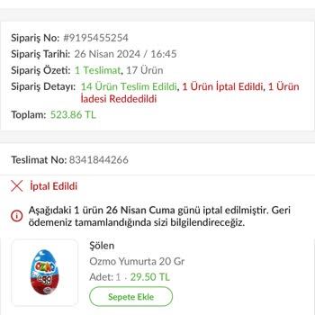 Trendyol GO Göndermedi Ürün Bedeli
