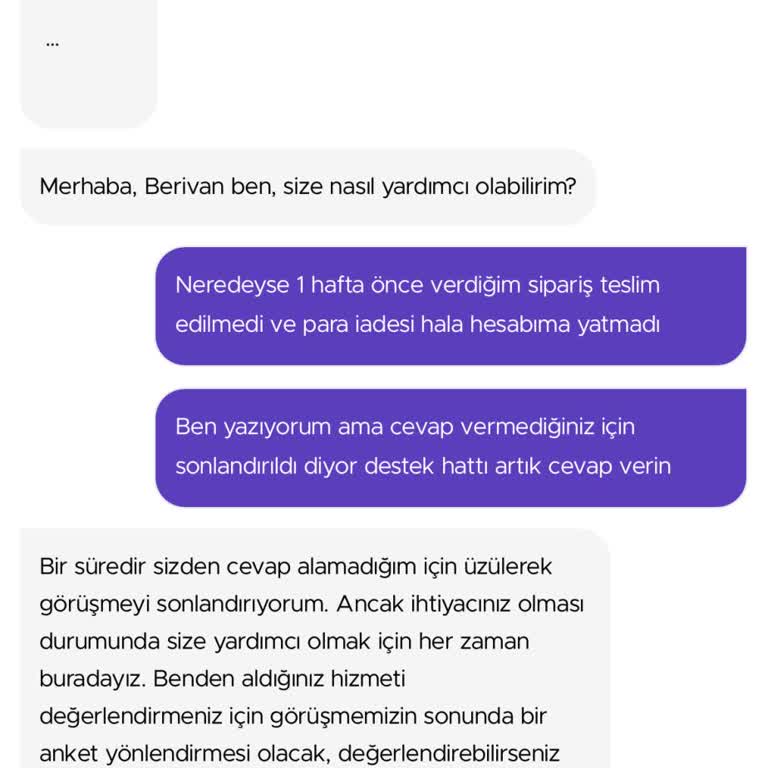 Getir Ücret İadesi Yapmadı