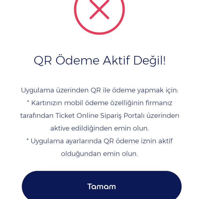 Ticket Restaurant QR Ödeme Problemi