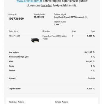 Arçelik Satışta Olan Ürünü Göndermiyor