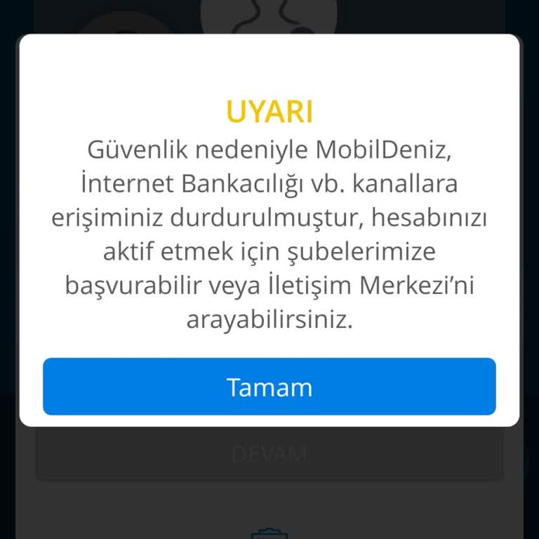 Denizbank Mobil Erişim Engeli