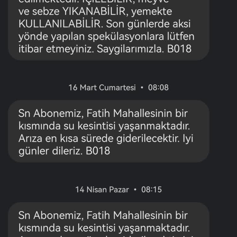 Eskişehir Büyükşehir Belediyesi Fatih Mahallesi Su Kesintisi Bilgilendirmesi