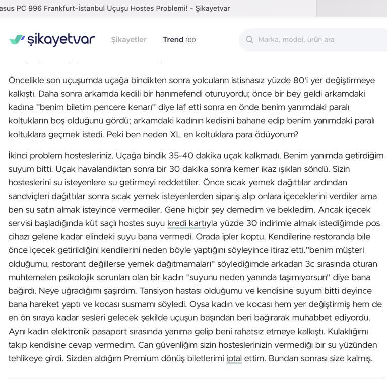Sunexpress Hava Yolları Türkiye-Almanya Uçuşlarında Gerçekleşen Problemler