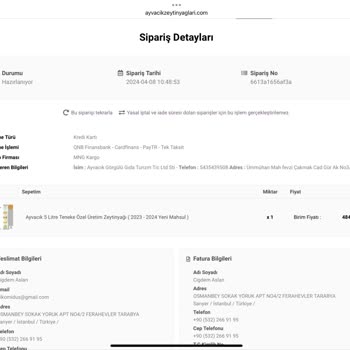 Ayvacık Zeytinyağları Ürün Göndermeyen Hesaplar Ve Banka Hesapları