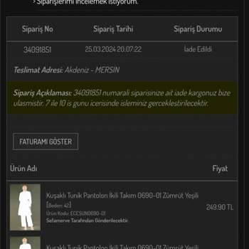Sefamerve Ücret İadesi Yapmıyor Ve Müşteri Mağduriyeti