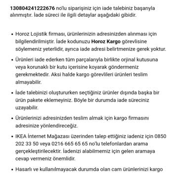 IKEA Horoz Lojistik İade Kargo Alınmaması