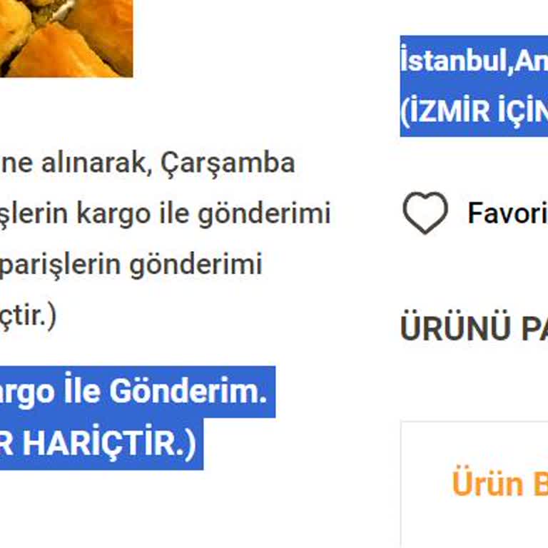 Baklavacı Güllüoğlu Efkan Güllü (Gaziantep) İnternet Sitesinde Tüketiciyi Eksik Bilgilendirme