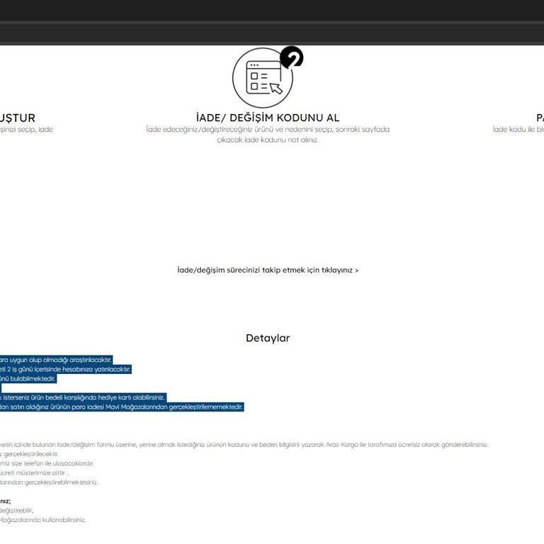 Mavi.com'dan Aldığım 2 Ürünü İade Ettim Ancak Paramı İade Alamıyorum