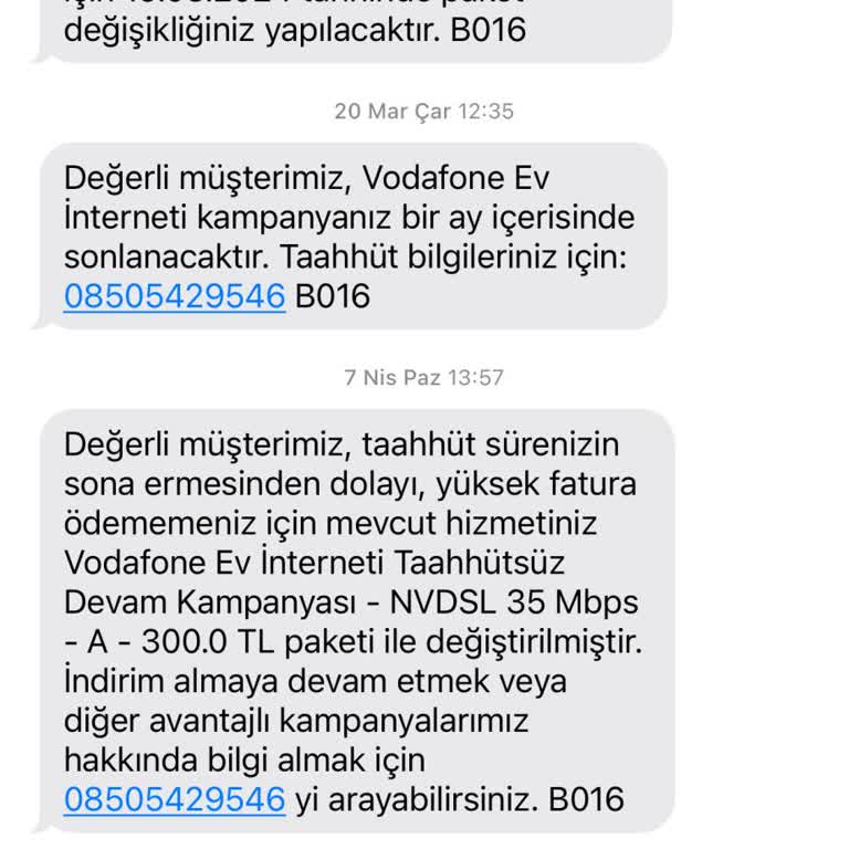 Vodafone Paket Değişikliğimi Yapmadı