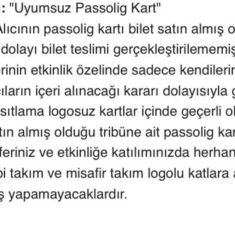 Passolig Tarafsız Kartla Maça Giremiyorum