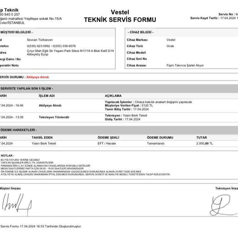 Özel Teknik Servis (444 15 31) Gelmeyen Yapılmayan Ocak!