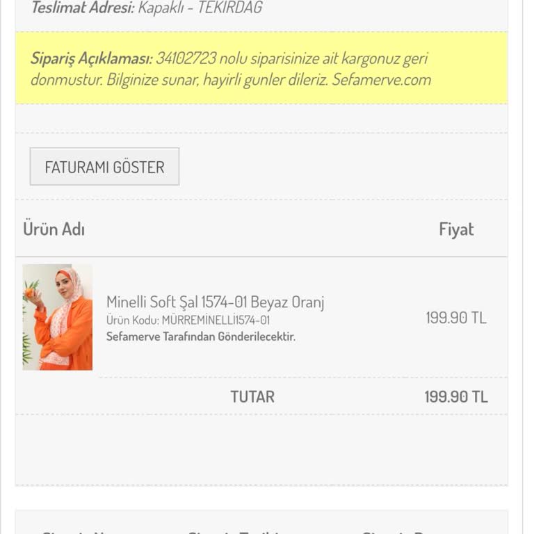 Sefamerve İade Aldıkları Ürünü Geri Ödeme Yapılmadı 1 Ay Oldu