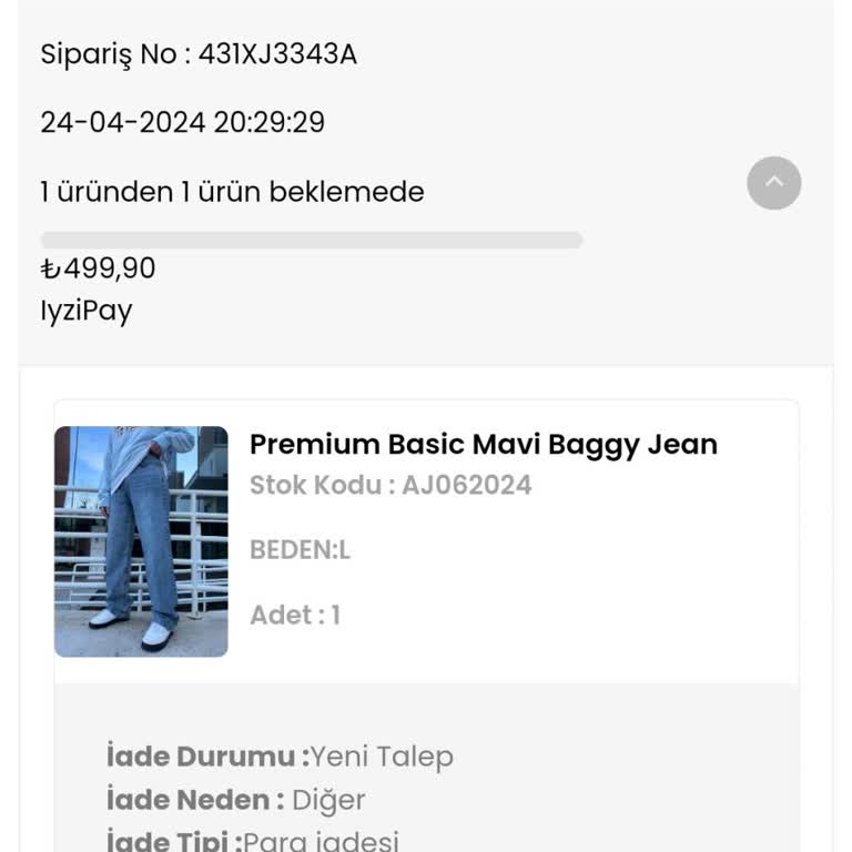 AteWear'ın İptal/iade İşlemleri Yapmaması