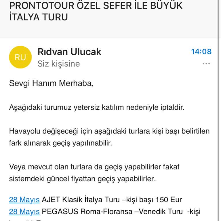 Pronto Tour Pişmanlıktır