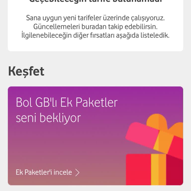 Vodafone Yapılamayan Tarife Değişikliği