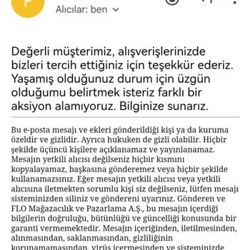 2407404141 Numaralı FLO Mağazacılık Sipariş Sorunu Hk.