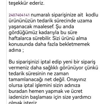 2407404141 Numaralı FLO Mağazacılık Sipariş Sorunu Hk.