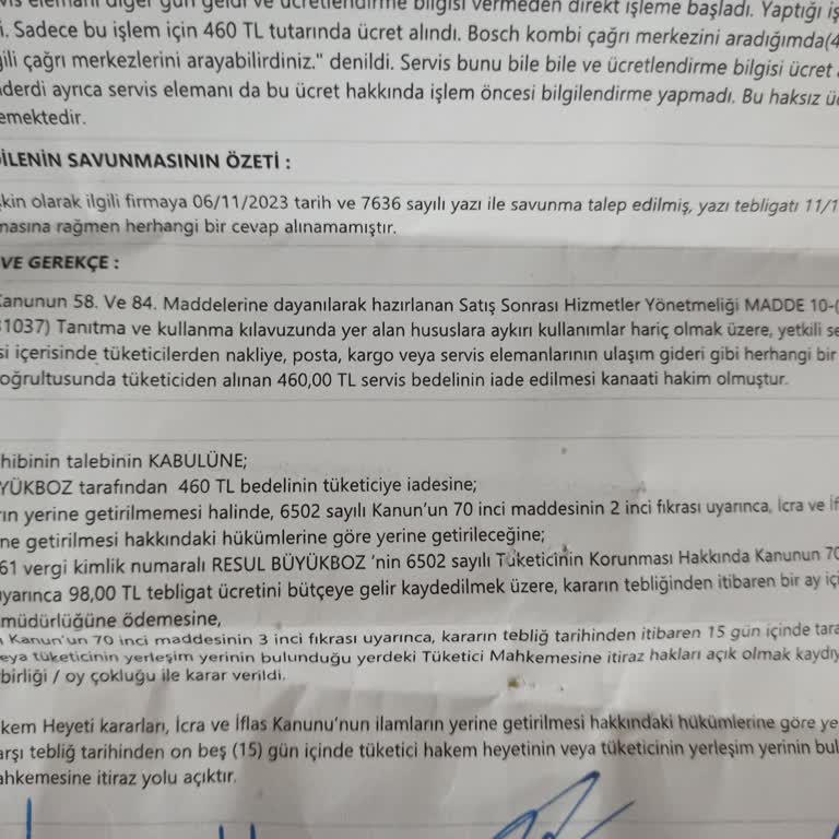 Bosch Hakem Heyeti Kararını Uygulamama