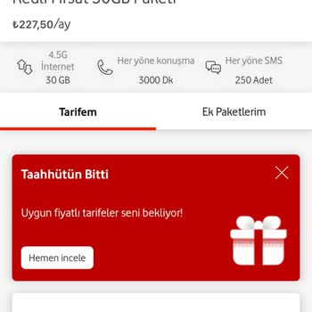 Vodafone Garanti Edilen Tarife Ücretinin 2 Katı Tutarında Fatura Yansıtılması