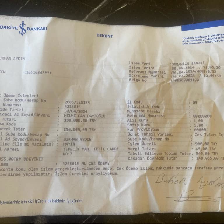 İş Bankası Çek Masrafı Çok