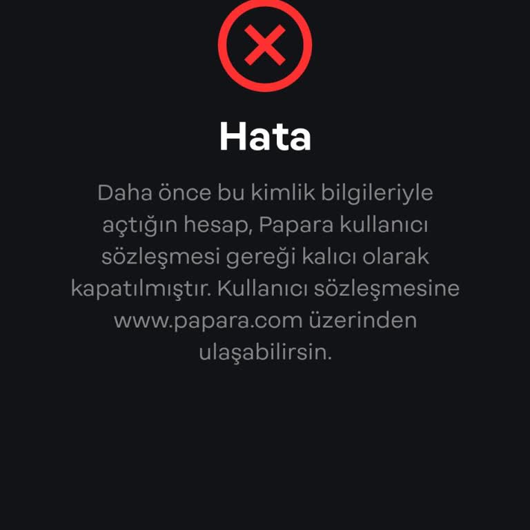 Papara Üye Olamıyorum
