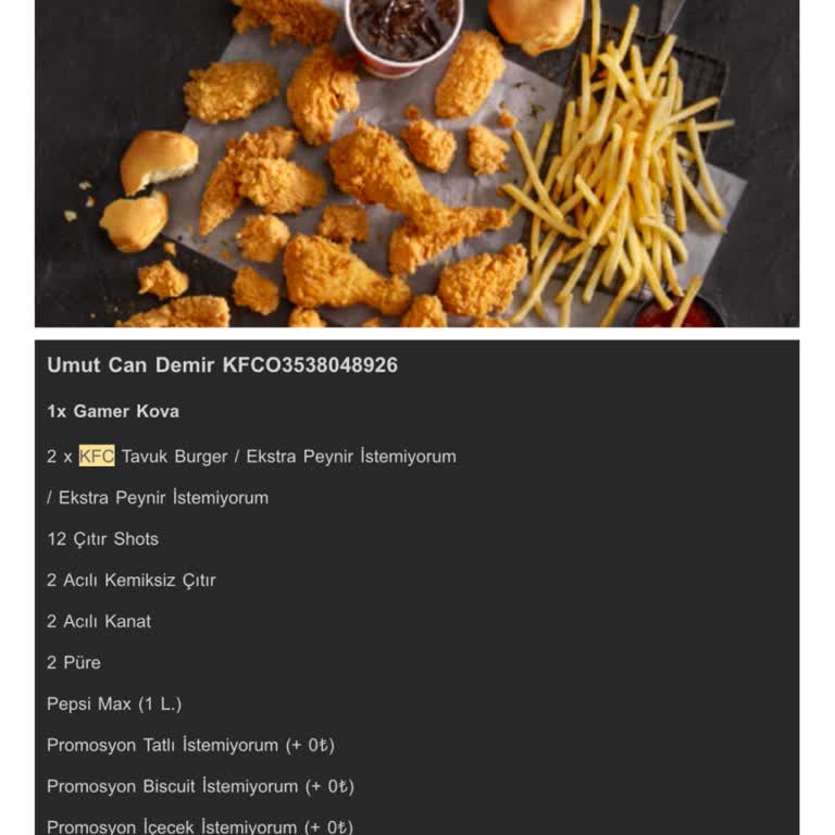 KFC İade Ve Teslimat Yapmıyor