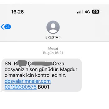 ERASTA HUKUK (SMS) Eresta Ceza Dosya Bildirimi