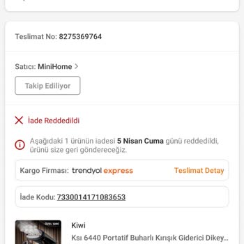 Trendyol Ve Mini Home Mağazası Ürün İadesinde Etik Olmuyor