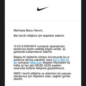 Nike'nin Siparişimi Teslim Etmemesi Ve Para İadesi Yapmaması