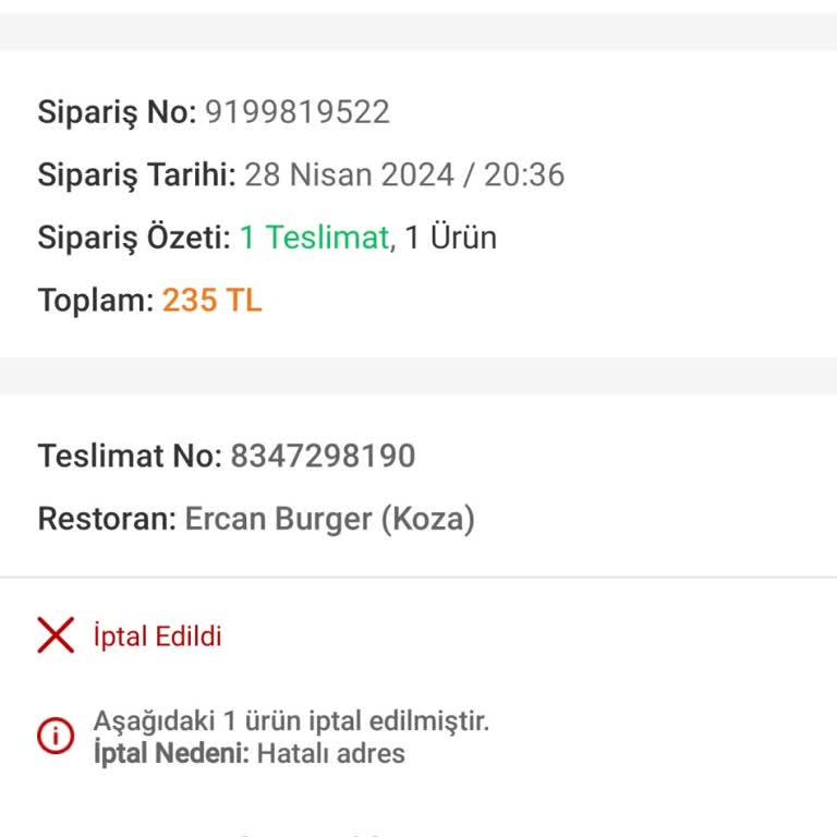 Trendyol GO İade Yapmıyor