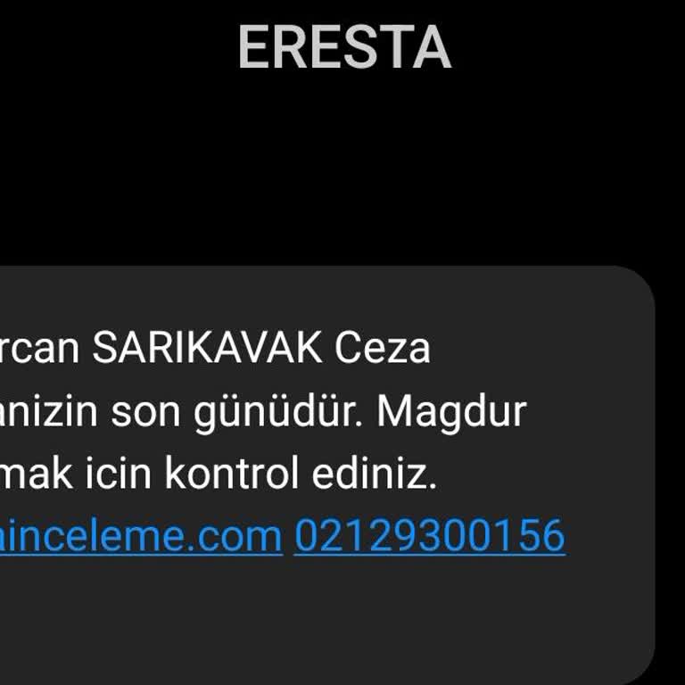 ERESTA (SMS) Eresta Şikayet Var