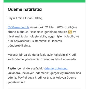 Cvmaker.com.tr CV Maket Habersiz Üye Yapıp Para Çekiyor