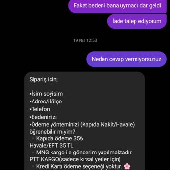 Milenastilcom Sitesi Açıklamada İade Var Yazıyor Ama İade Almıyor.
