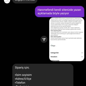 Milenastilcom Sitesi Açıklamada İade Var Yazıyor Ama İade Almıyor.