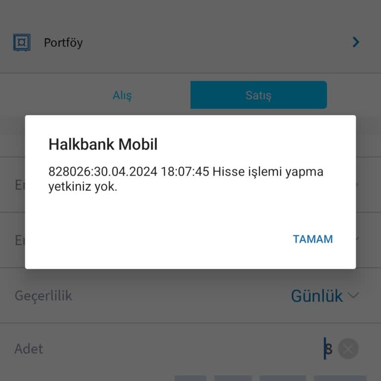 Halk Yatırım İşlem Yapma Yetkiniz Yok