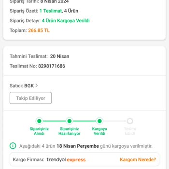 Trendyol Express Ürünlerimin İletilmesini İstiyorum.